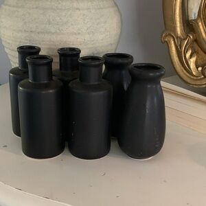 Set‎ of 6 black mate ceramic vases home decor